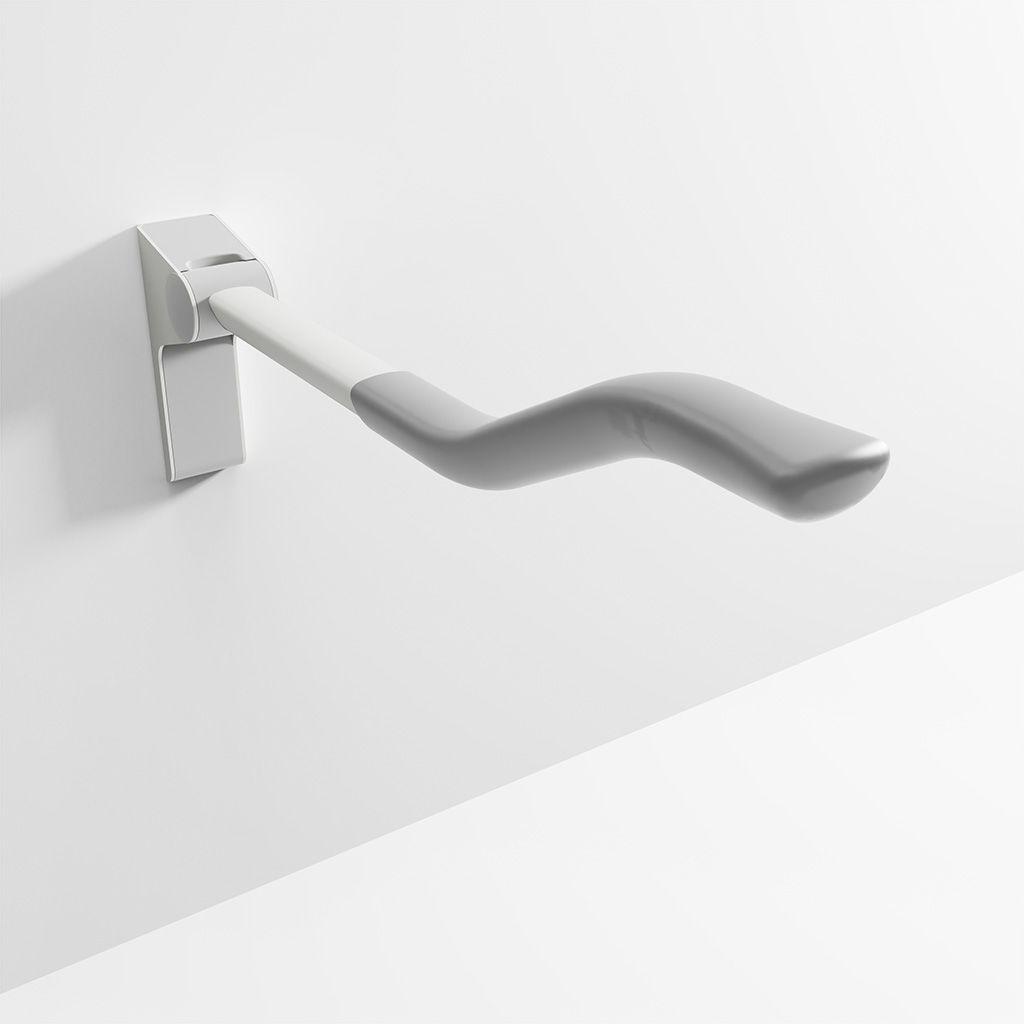 Ropox Toiletbeugel opkl., wandgem., wave, 90cm., wit/grijs
